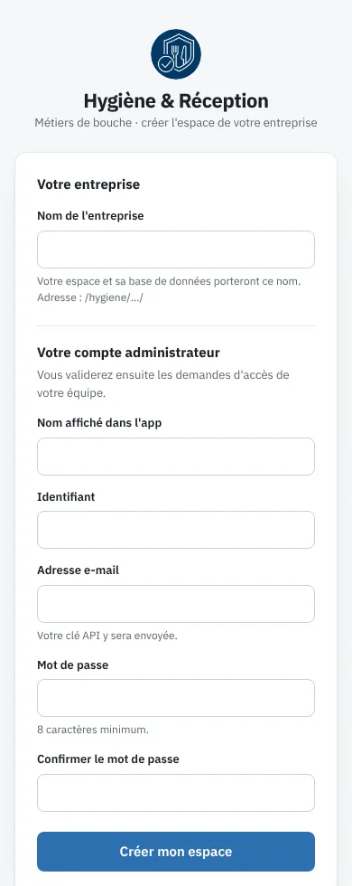 Création de l'espace de l'entreprise sur téléphone